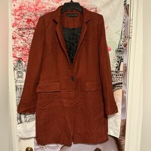Zara Rust wool burnt orange red coat Women's Coat size xs